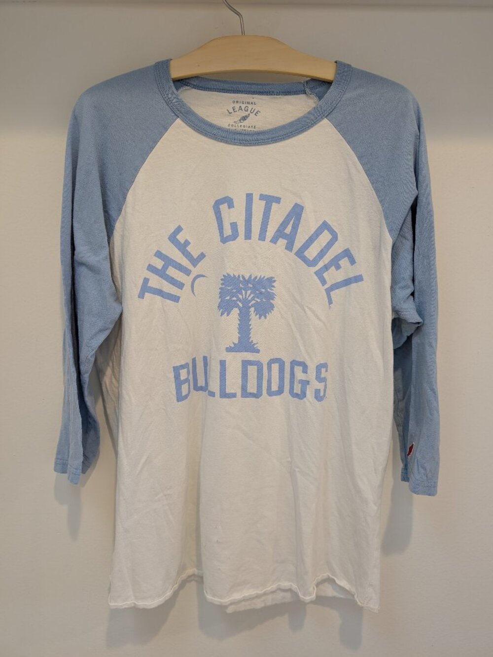 The Citadel Bulldogs White and Blue Long Sleeve Jersey Size Large